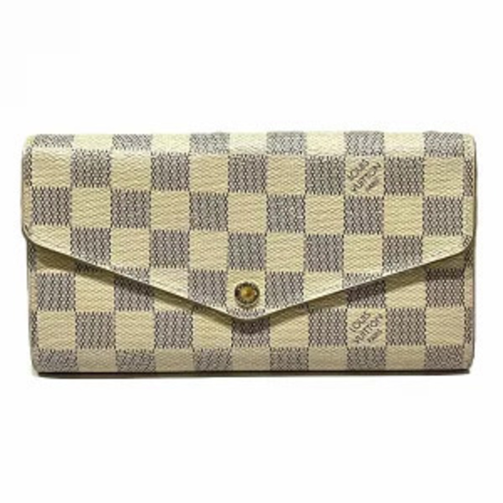 Louis Vuitton Portefeuille Sarah Long Wallet Damier Azur White Leather